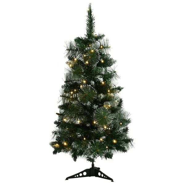 vidaXL Kunstkerstboom met verlichting en standaard 90 cm PVC groen