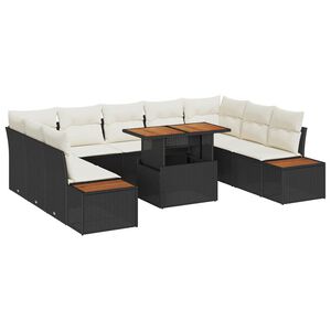 vidaXL Tuinbankenset 10 st Zwart poly rattan