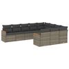 vidaXL 10-delige Loungeset met kussens poly rattan grijs