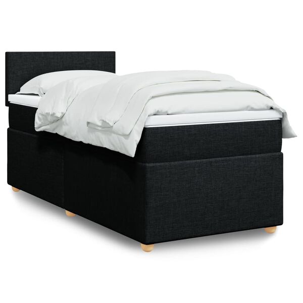 vidaXL Boxspring met matras stof zwart Single (alleen AU)
