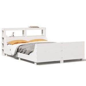 vidaXL Bedframe zonder matras massief grenenhout wit 150x200 cm