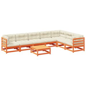 vidaXL 8-delige Loungeset met kussens massief grenenhout wasbruin