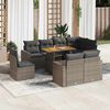 vidaXL 9-delige Loungeset met kussens poly rattan grijs