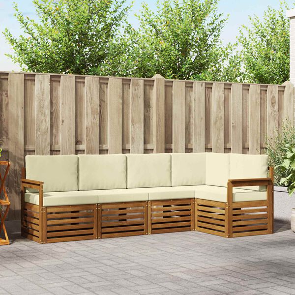 vidaXL Sofa-Sets 5 pcs Natuurlijk en Cr&egrave;me Massief Acaciahout
