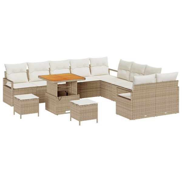 vidaXL Tuin Sofa Set met kussen met opslag 13 pcs Beige en Cr&egrave;me