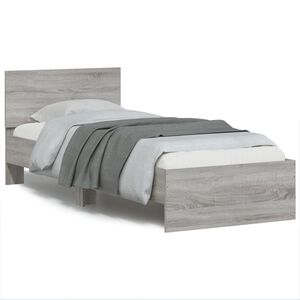 vidaXL Bedframe met hoofdeinde bewerkt hout grijs sonoma 90x200 cm