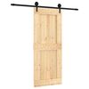 vidaXL Schuifdeur Naturel en Zwart 85 x 210 cm Massief Grenenhout