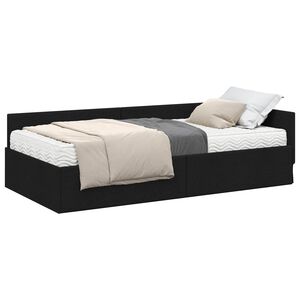 vidaXL Hoekbedframe met Matras Anders met hoofdeinde 2 pcs Zwart Stof