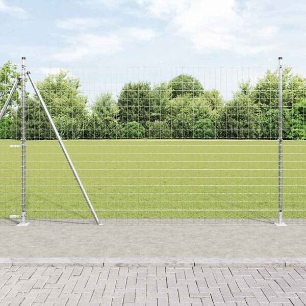 vidaXL Hek met Paal Zilver 1,6 x 10 m Staal