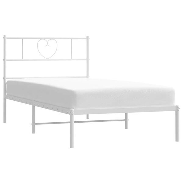 vidaXL Bedframe met hoofdbord metaal wit 107x203 cm