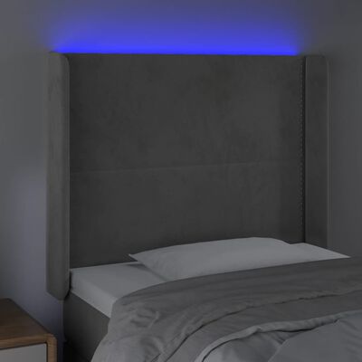 vidaXL Hoofdbord LED 93x16x118/128 cm fluweel lichtgrijs