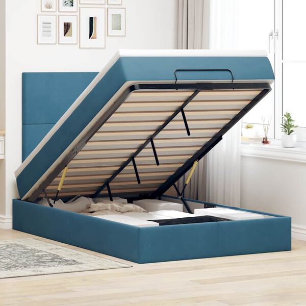 vidaXL Ottoman bed met matrassen en LED's 120x200cm fluweel