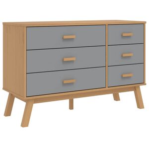 vidaXL Ladekastje OLDEN massief grenenhout grijs en bruin