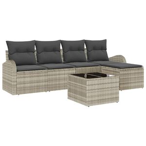 vidaXL Tuin Sofa Set 6 st Lichtgrijs poly rattan