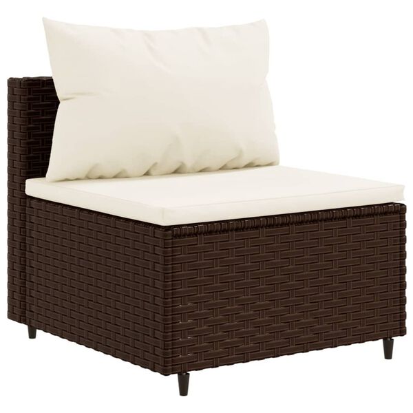 vidaXL 10-delige Loungeset met kussens poly rattan bruin