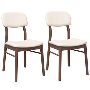 vidaXL Eetkamerstoelen met kussens 2 st massief hout rubber bruin