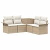 vidaXL Bankstel 5 st Beige en Cr&egrave;me Wit Poly Rattan en Staal