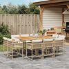 vidaXL 11-delige Tuinset met kussens poly rattan beige