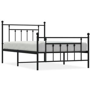 vidaXL Bedframe met hoofd- en voeteneinde metaal zwart 107x203 cm