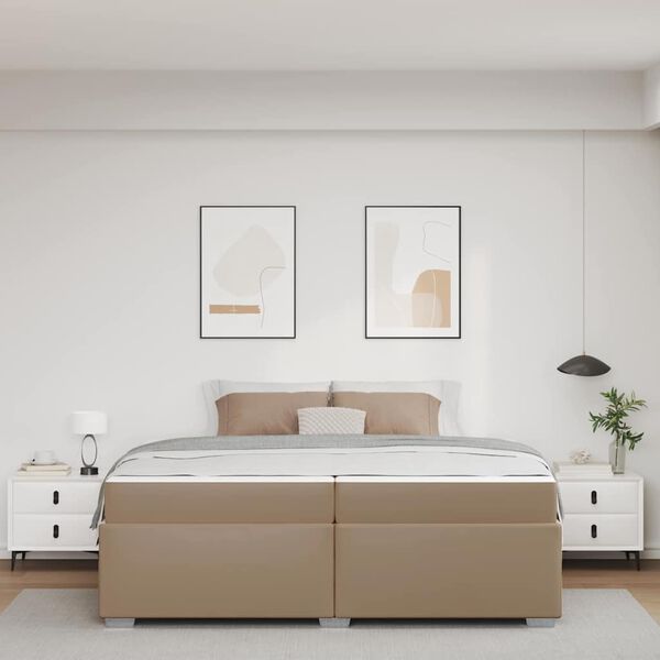 vidaXL Bedframe met matras Cappuccino 200 x 200 cm Stof