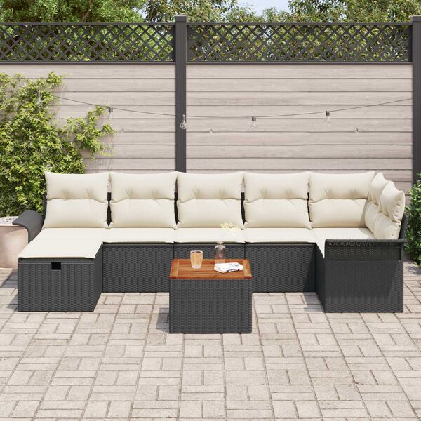 vidaXL Tuin Sofa Set 8 pcs Zwart poly rattan