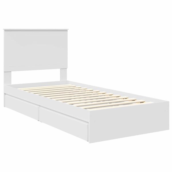 vidaXL Opslag bed met hoofdeinde met lade Wit 90 x 200 cm Bewerkt hout