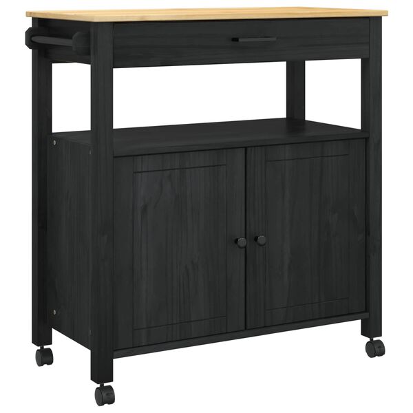 vidaXL Keuken Trolley Effen Zwart 88,5 x 40 x 48 cm