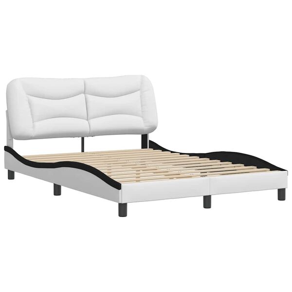 vidaXL Bedframe zonder matras "Hvar" kunstleer zwart en wit 120x200 cm