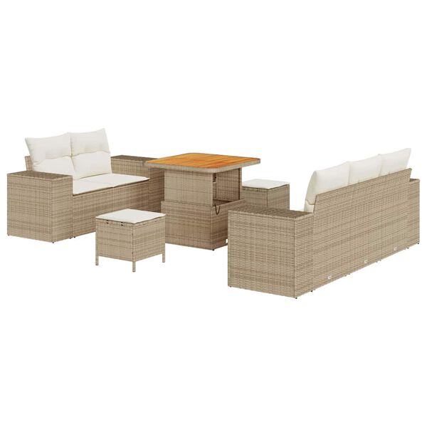 vidaXL Tuin Sofa Set met kussen 8 pcs Beige en Cr&egrave;me Poly Rattan