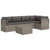 vidaXL 6-delige Loungeset met kussens poly rattan grijs