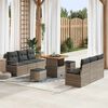 vidaXL Tuinbankenset met kussen 9 pcs Grijs poly rattan