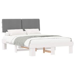 vidaXL Bedframe met Gevoerd Hoofdgedeelte Lichtgrijs 140 x 200 cm