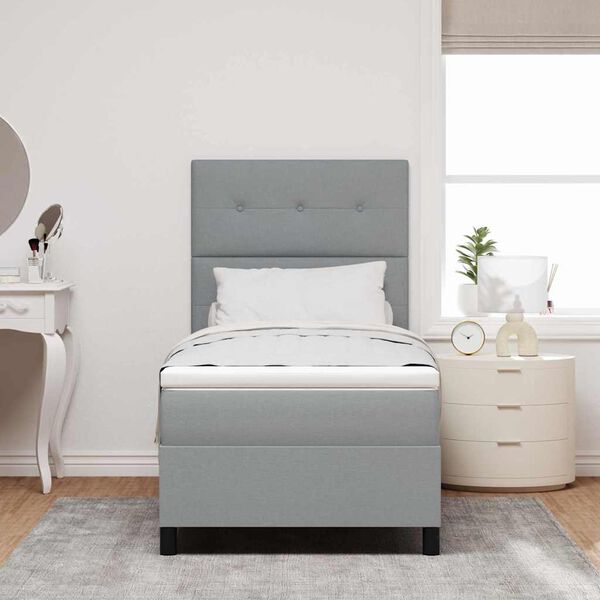 vidaXL Boxspringbed met matras Lichtgrijs 90 x 190 cm Stof