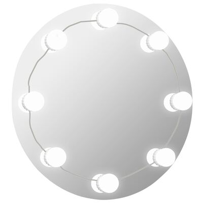 vidaXL Wandspiegel met LED-lampen rond glas