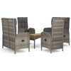 vidaXL 5-delige Tuinset met kussens poly rattan grijs