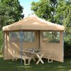 vidaXL Partytent inklapbaar pop-up met 2 zijwanden beige