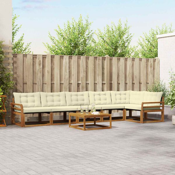 vidaXL Buiten bankenset met kussen 7 pcs Natuurlijk en Cr&egrave;me