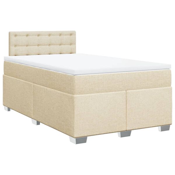 vidaXL Boxspring met matras stof cr&egrave;mekleurig 120x200 cm