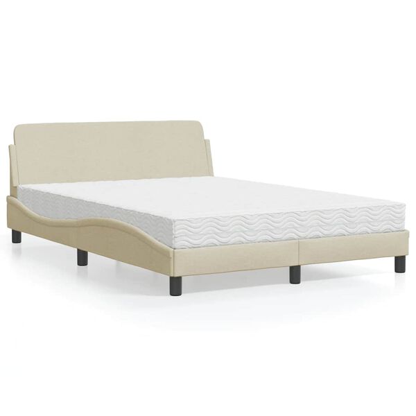 vidaXL Bed met matras "Dover" stof crèmekleurig 120x200 cm