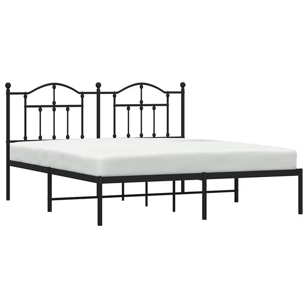 vidaXL Bedframe met hoofdbord metaal zwart 160x200 cm