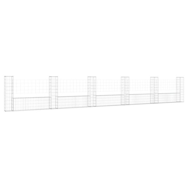 vidaXL Schanskorf U-vormig met 6 palen 620x20x100 cm ijzer