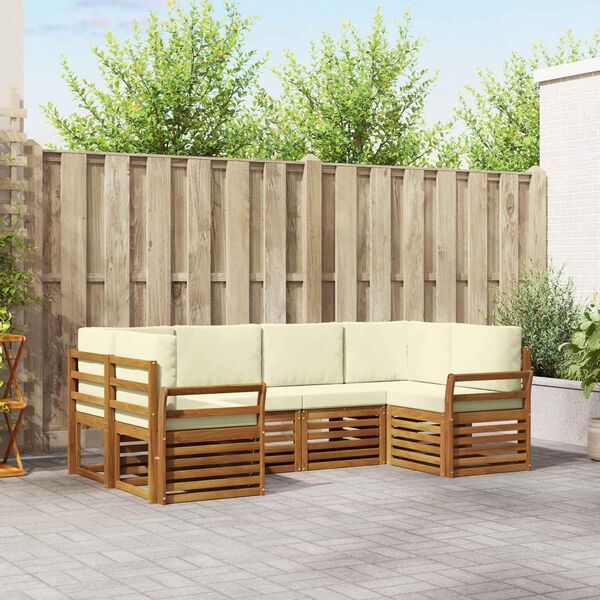 vidaXL Sofa-Sets 6 pcs Natuurlijk en Cr&egrave;me Massief Acaciahout