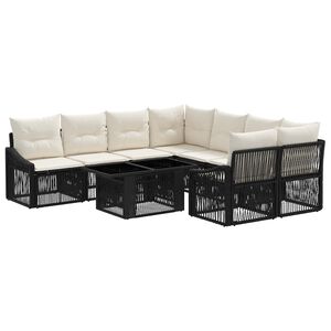 vidaXL Tuinbankenset 9 st Zwart en Cream Wit poly rattan