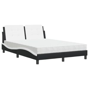 vidaXL Bedframe zonder matras "Zadar" kunstleer zwart en wit 140x190 cm