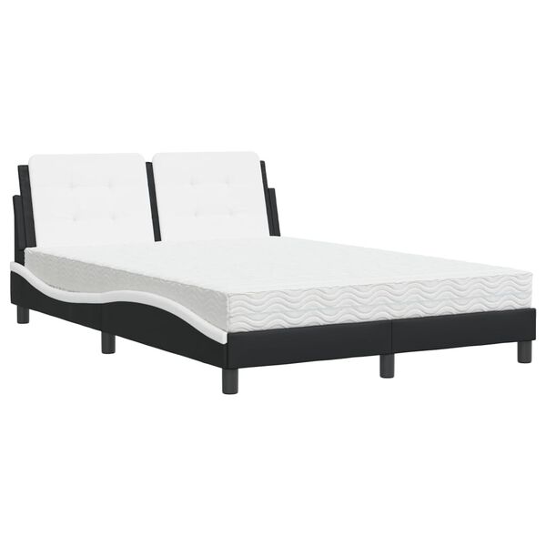 vidaXL Bedframe zonder matras "Zadar" kunstleer zwart en wit 140x190 cm