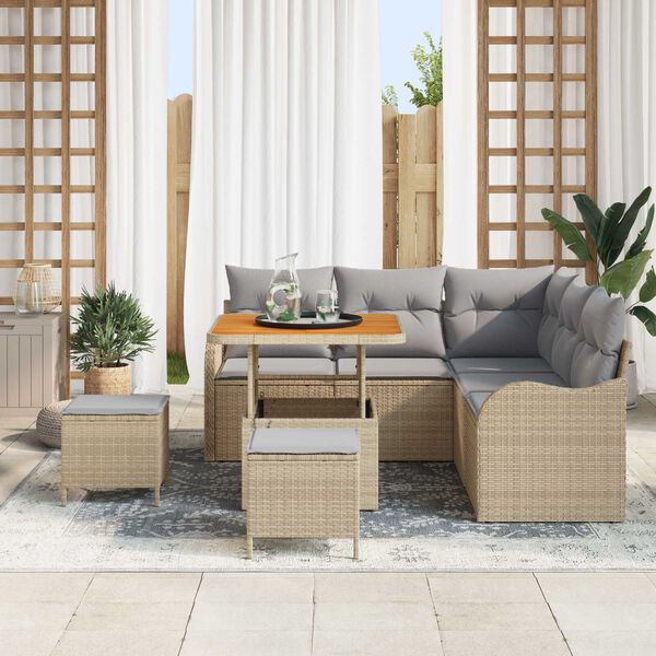 vidaXL Tuin Sofa Set 8 pcs Beige poly rattan