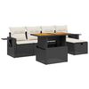 vidaXL 6-delige Loungeset met kussens poly rattan zwart