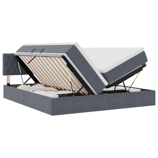 vidaXL Bed met LED-striplichten Donkergrijs 200 x 200 cm Fluweel