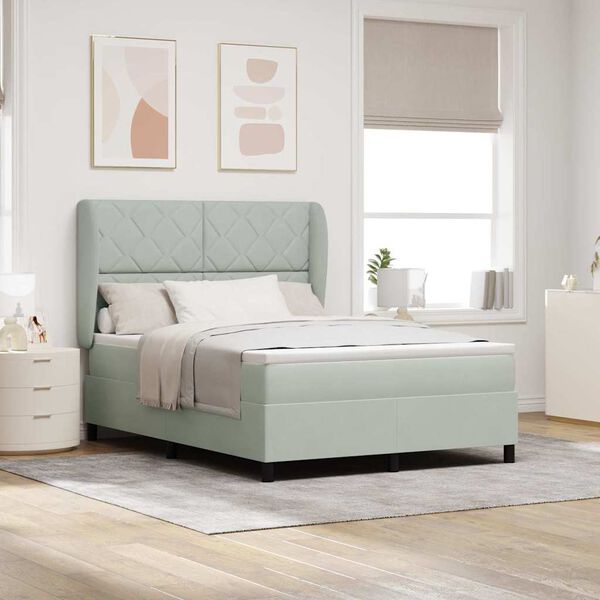 vidaXL Boxspringbed met matras Lichtgrijs 190 x 140 cm Polyester