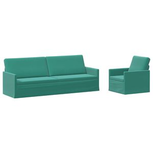 vidaXL Bankstel 2 pcs Turquoise fluweel